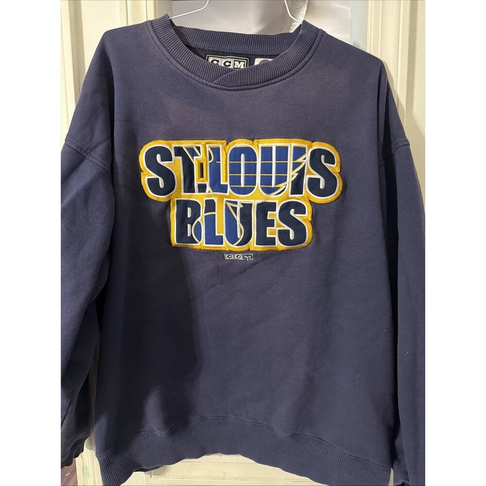 Vintage CCM St Louis Blues Hockey Grey Sweatshirt Sweater Size Adult XXL